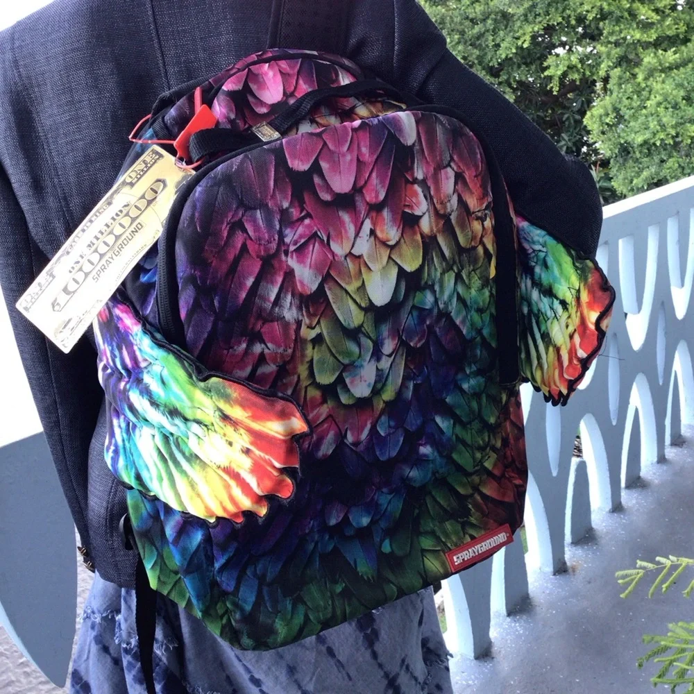 Sprayground Limited Edition Rainbow Feather Angel Wings Backpack - Multicolor